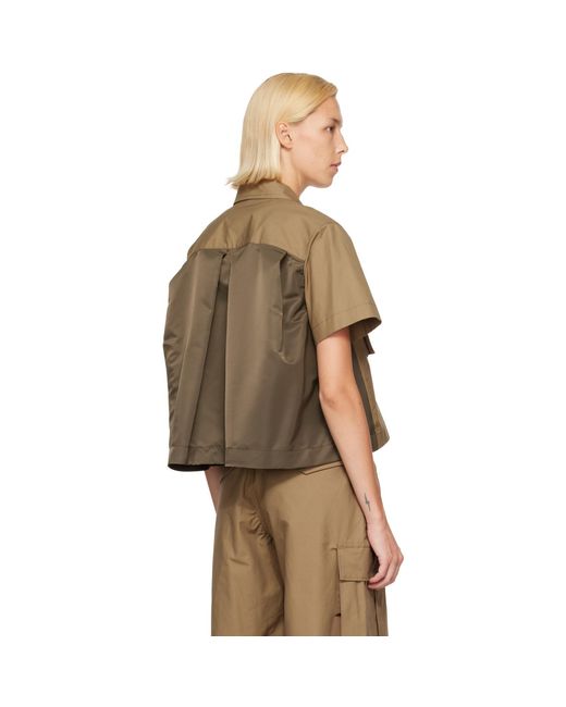 Sacai Brown Khaki Cotton Weather Shirt