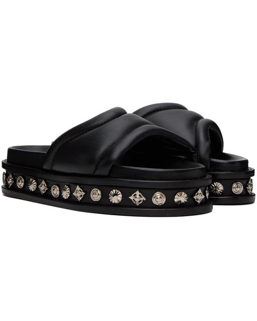 Toga Virilis Black Embellished Sandals for men