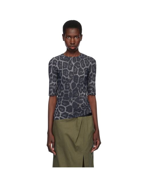 Stella McCartney Black Leopard Print T-Shirt