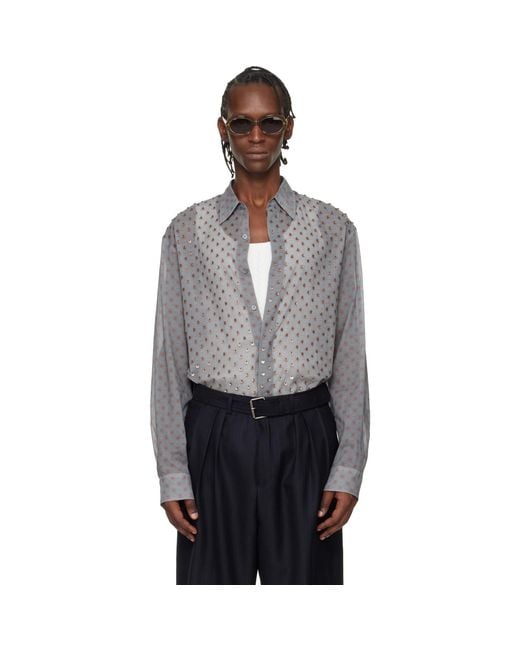 Dries Van Noten Black Sequinned Shirt for men