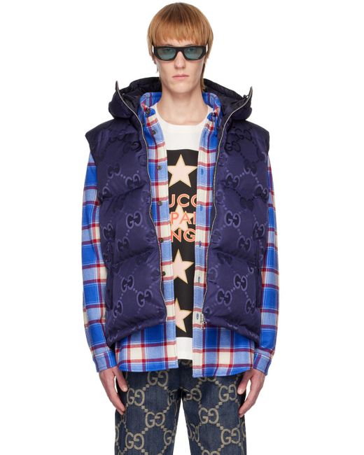 Gucci Blue Navy Jumbo gg Vest for men