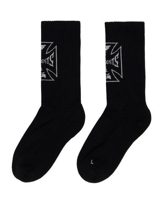 Vetements Black Biker Cross Logo Socks for men