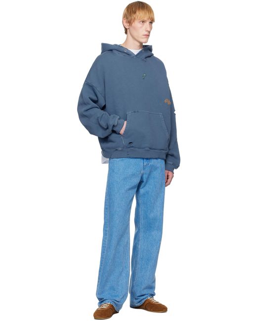 PALY Blue Blank Hoodie for men
