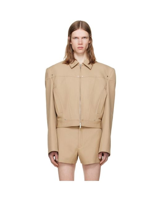 Louis-Gabriel Nouchi Natural Shoulder Padding Wool Zipped Jacket for men