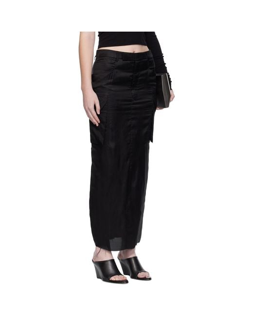 Rick Owens Black Concordians Firbanks Midi Skirt