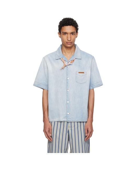 Marni White Chambray Neck Tie Shirt for men