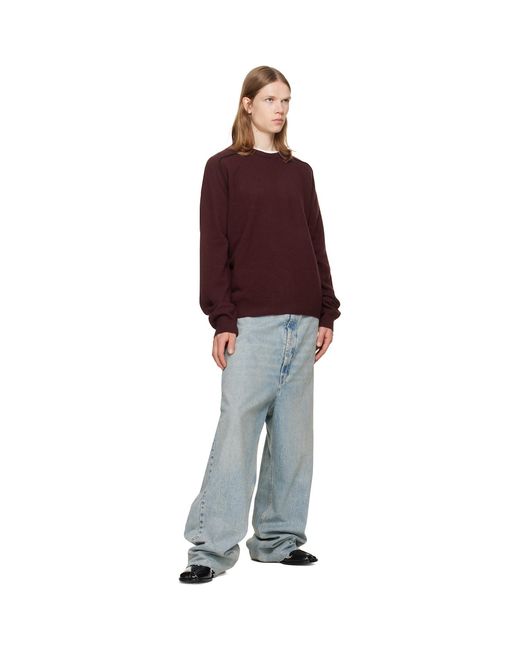 Maison Margiela Red Burgundy Virgin Wool Crewneck Sweater for men