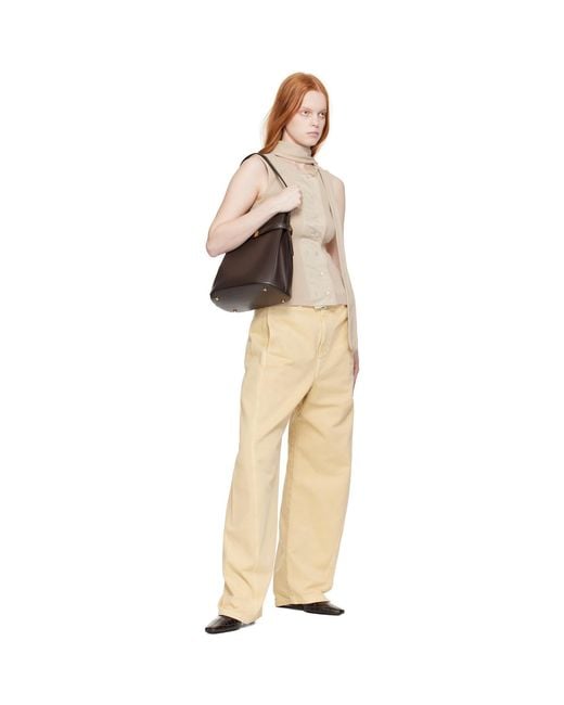 Totême Black Belted Leather Bucket Bag
