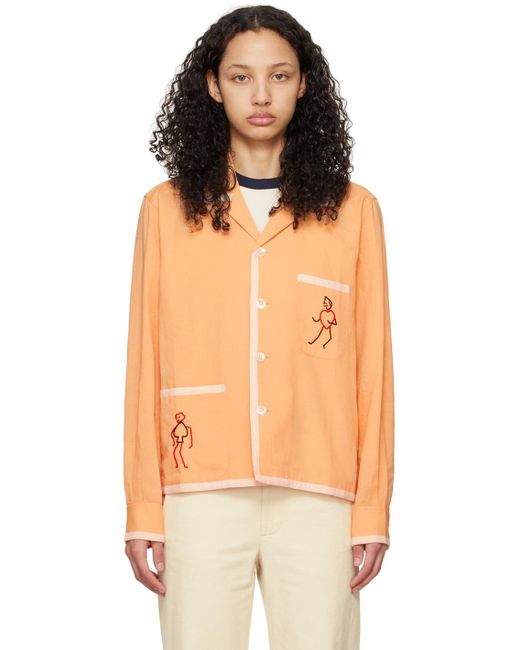 Bode Orange Beaded Jack Shirt