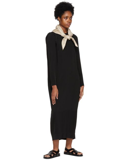 Totême  Black Slouched Shoulder Midi Dress