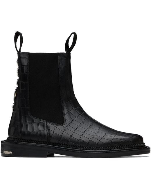 Toga Virilis Black Side Gore Chelsea Boots for men