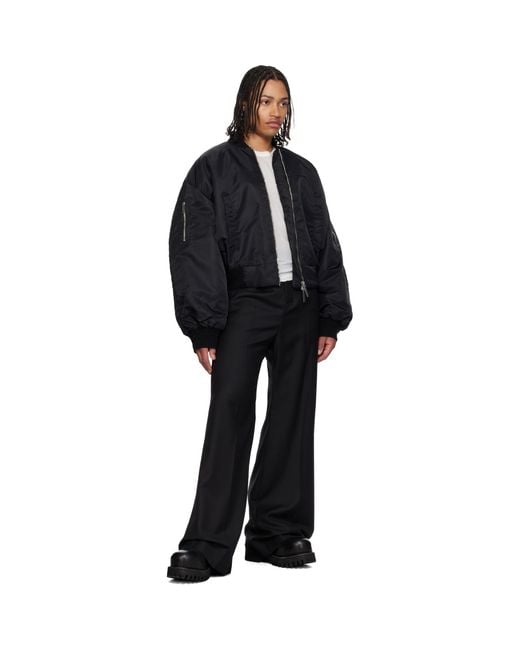 MATIERES FECALES Black Wool Trousers for men