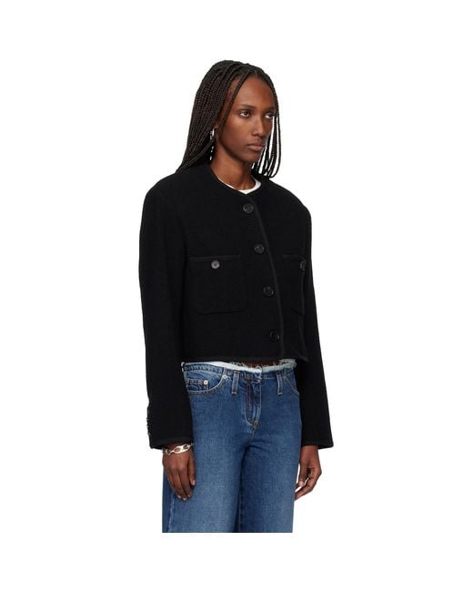TONYWACK Black Tweed Cropped Wool Jacket
