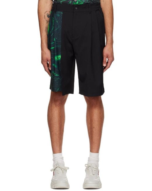 Feng Chen Wang Black Lacquerware Shorts for men