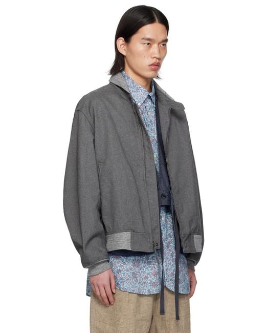 Engineered Garments Gray Stand Collar Bomber Jacket for men