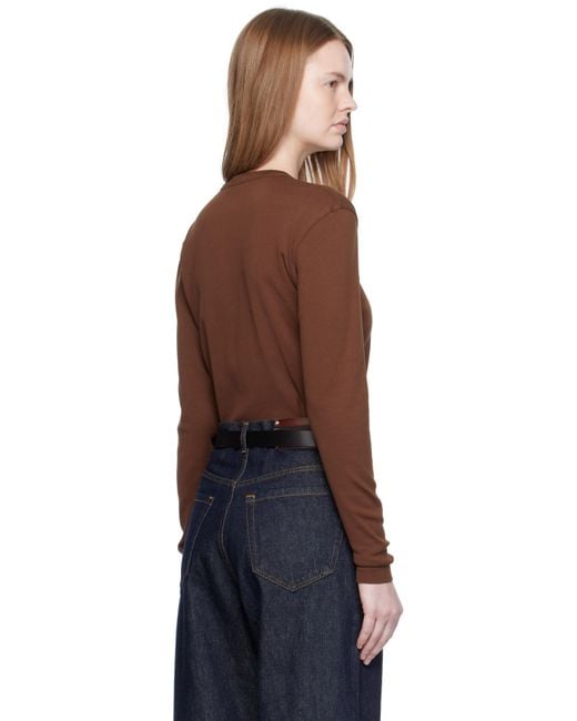 Lemaire ブラウン リブ 長袖Tシャツ Black