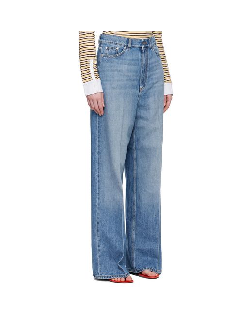 Stella McCartney Blue Faded Wide-Leg High-Rise Jeans