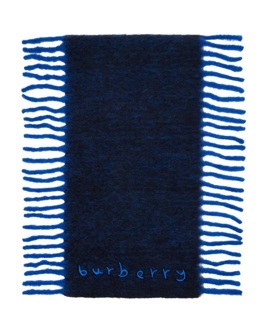 Burberry Blue Alpaca Wool Blend Happy Scarf for men