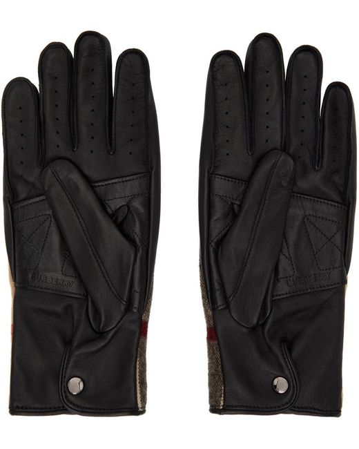 Burberry Black Tan Vintage Check Gloves
