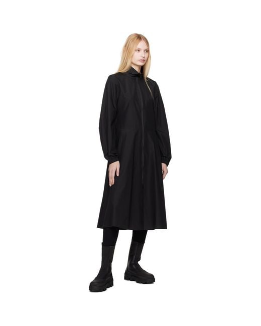 Moncler Black Front Zip Midi Dress