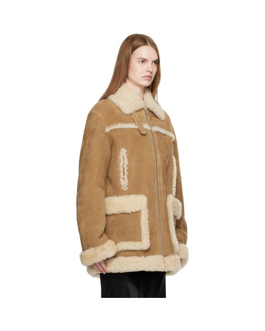 Maison Margiela Natural Tan Caban Shearling Coat