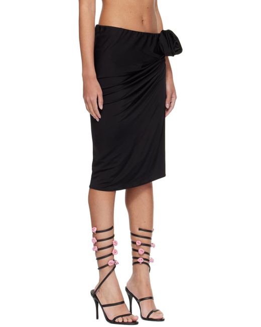 Magda Butrym Black Ruched Midi Skirt