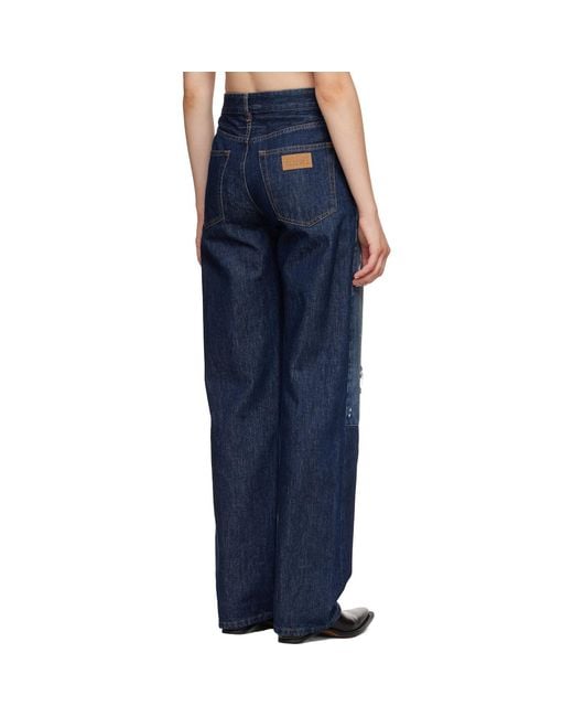 MM6 by Maison Margiela Blue Distressed Panel Denim Jeans