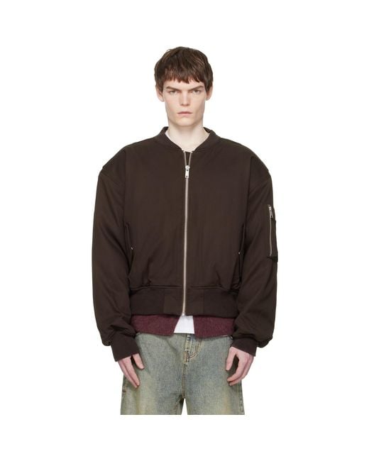 Entire studios Black Cropped Broad Bomber Jacket for men