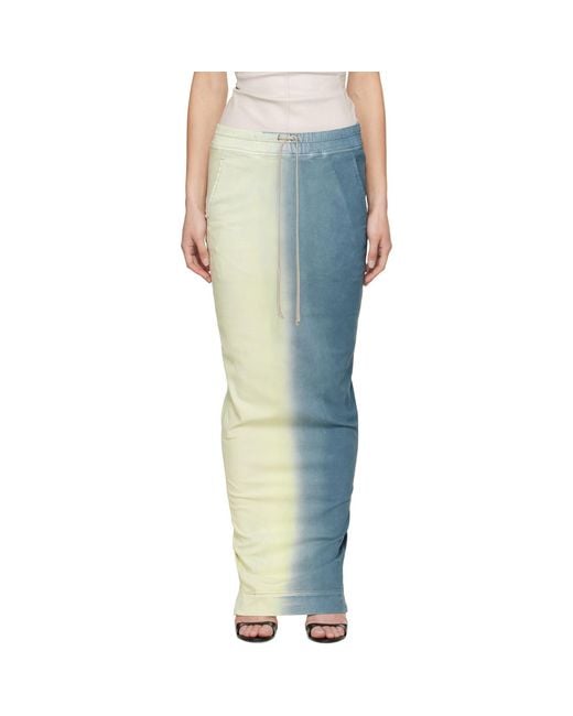 Rick Owens Blue Off- Pull On Pillar Maxi Skirt