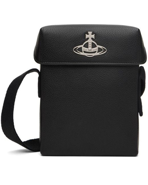 Vivienne Westwood Black Leather Messenger Bag for Men Lyst