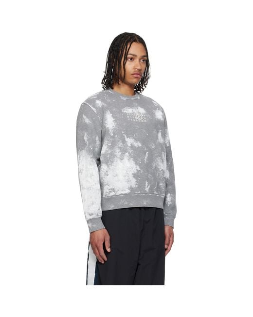 MM6 by Maison Margiela Gray Paint Splatter Sweatshirt for men