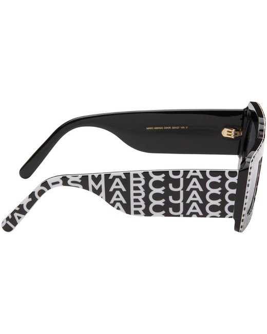 Marc Jacobs Black Monogram Rectangular Sunglasses