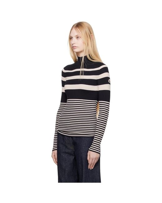 Moncler Black Striped Wool Turtleneck