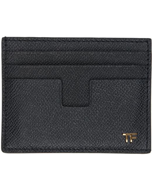 Tom Ford Black Small Grain Leather Card Holder for men