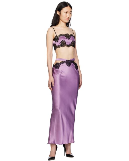 Fleur du Mal Purple Cutout Midi Skirt