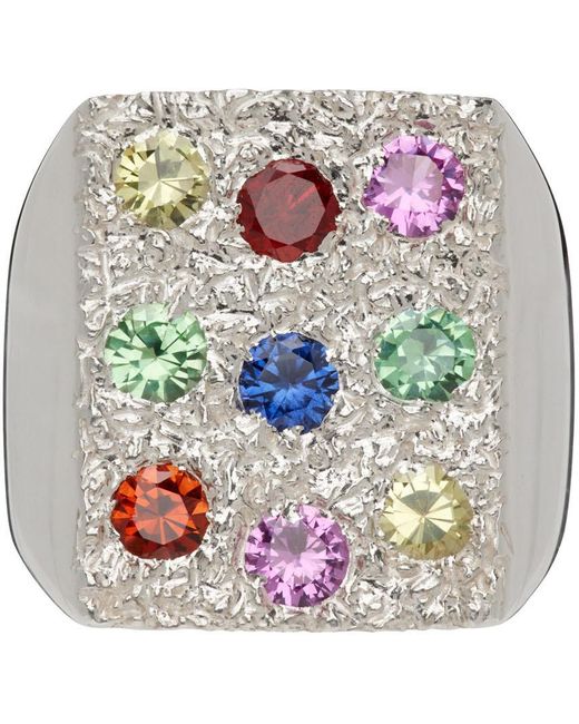 Bleue Burnham Grandma s House Flowers Signet Ring In Silver Metallic Bleue Burnham Grandma s House Flowers Signet Ring In Silver Metallic