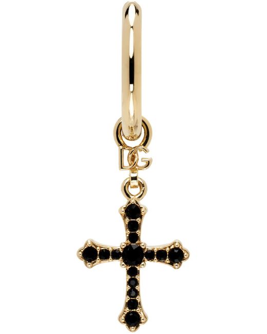 Dolce & Gabbana Dolce&gabbana Gold & Black Cross Single Earring for men