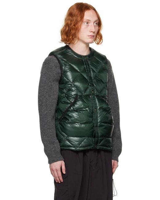 And Wander Green Diamond Stitch Down Vest for men