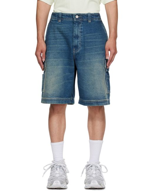 Vetements Blue Hip-Hop Denim Cargo Shorts for men