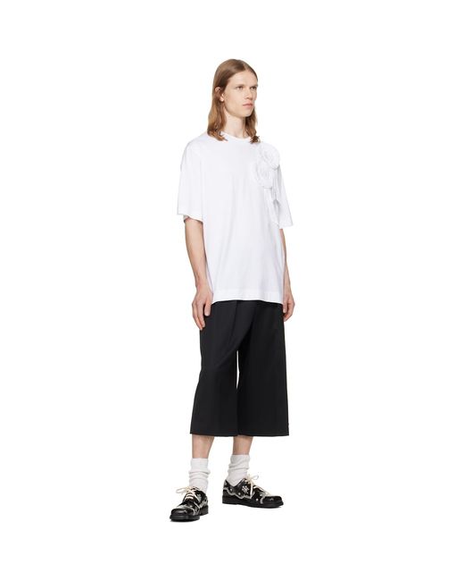 Simone Rocha White Ruffle Rosette Boxy T-Shirt for men