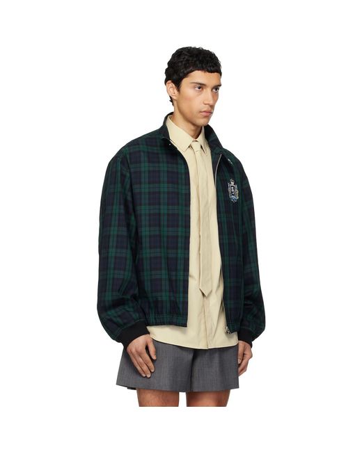 we11done Blue Classic Check Herrington Jacket for men