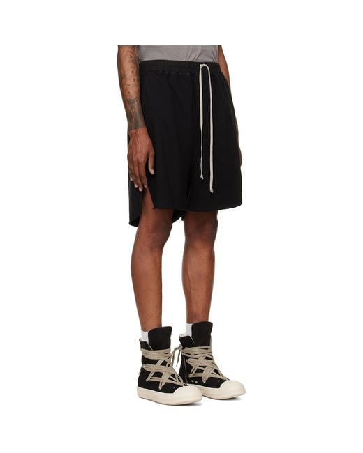 Rick Owens Black Tower Long Boxers Butt Zip Shorts for men