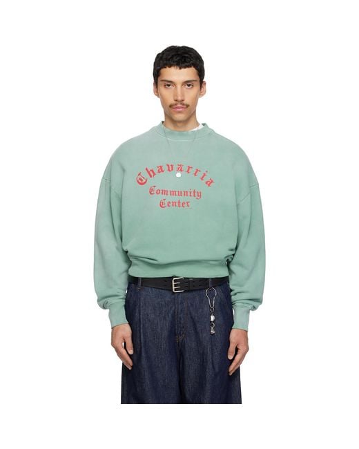 Willy Chavarria Green 'Chavarria Community Center' Hooligan Sweatshirt for men