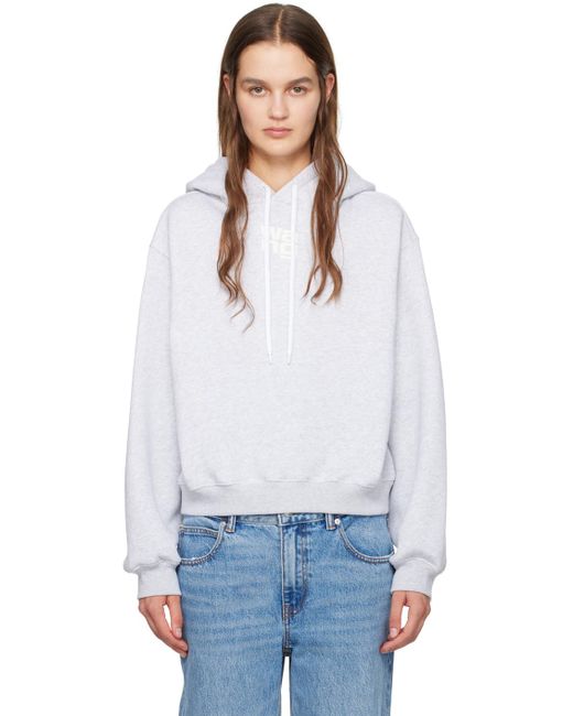 T By Alexander Wang White Gray Bonded Hoodie