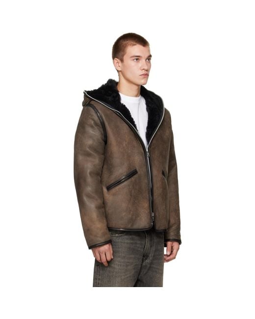 Our Legacy Brown Leather Full Zip Jacket for men