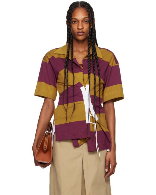 Dries Van Noten Red Burgundy & Lace-Up Polo