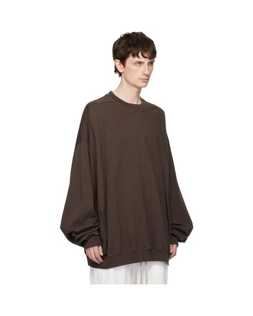 Rick Owens Brown Temple Hun Crewneck Sweatshirt for men