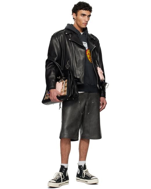 Doublet Black Ita Riders Leather Jacket for men