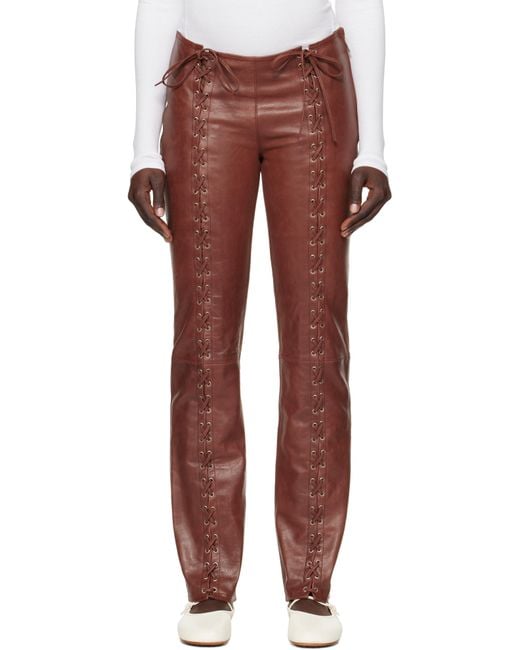 Saks Potts Red Christina Leather Pants