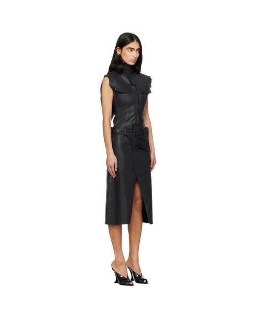 OTTOLINGER Black Glazed Denim Belted Midi Dress